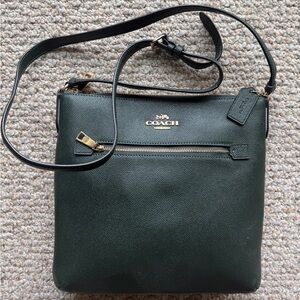 Coach Dark Green Leather Crossbody with Gold Hardware